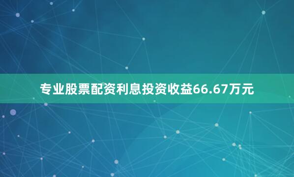 专业股票配资利息投资收益66.67万元